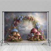 Aperturee - Aperturee Enchanted Mushroom Wedding Arch Backdrop Fairytale Forest with Flowers Whimsical Garden Ceremony Photo Prop